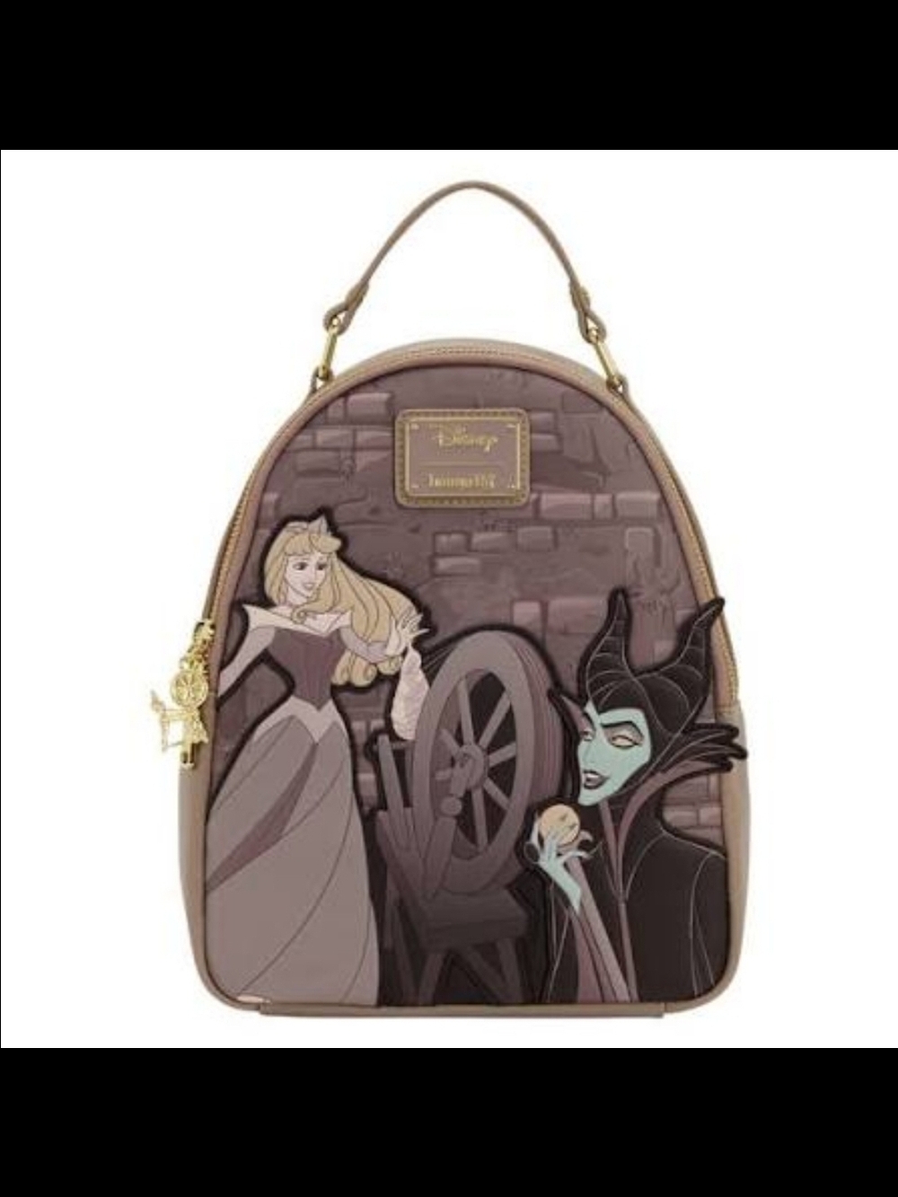 Loungefly Disney Sleeping Beauty Maleficent & Aurora Mini Backpack - Taupe